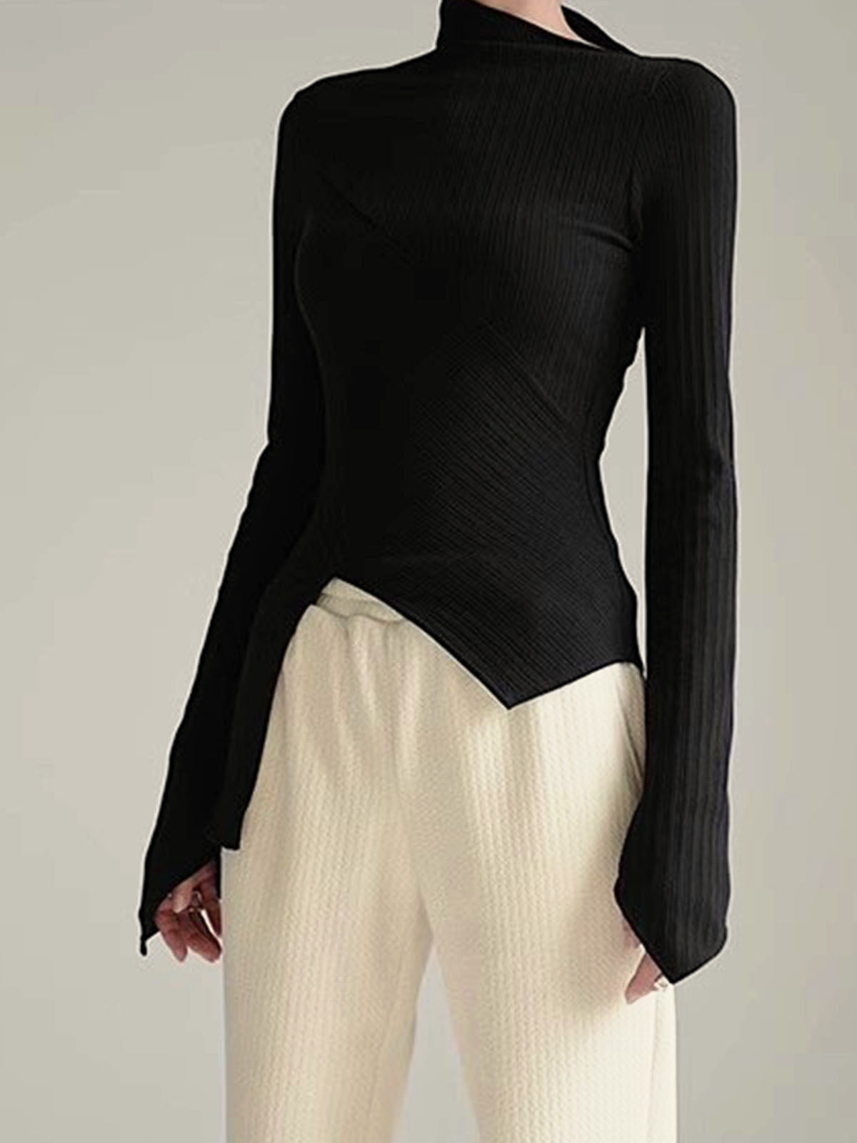 Asymmetrische Trui met Snede voor Dames - Amelia