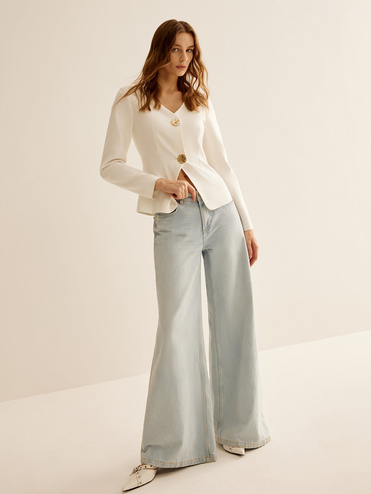 Witte Slimfit Dames Blazer - Clara