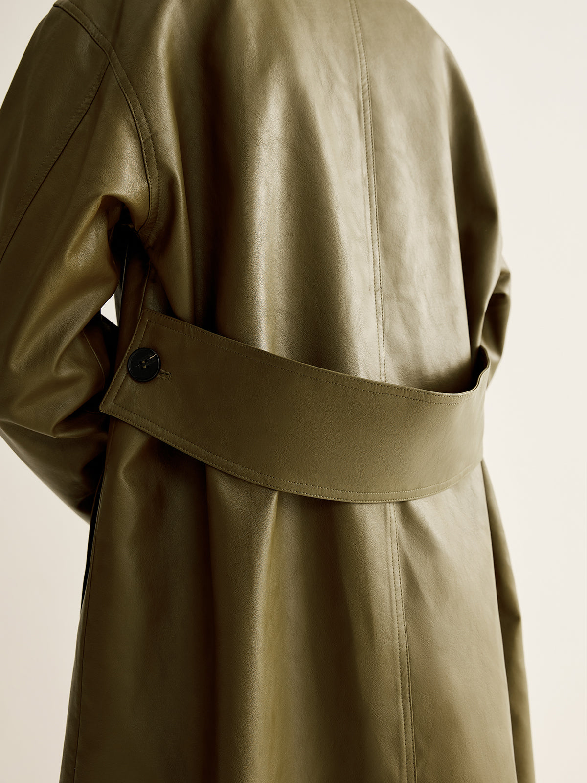 Vintage Groene Lange Lederen Jas voor Dames - Aurelia