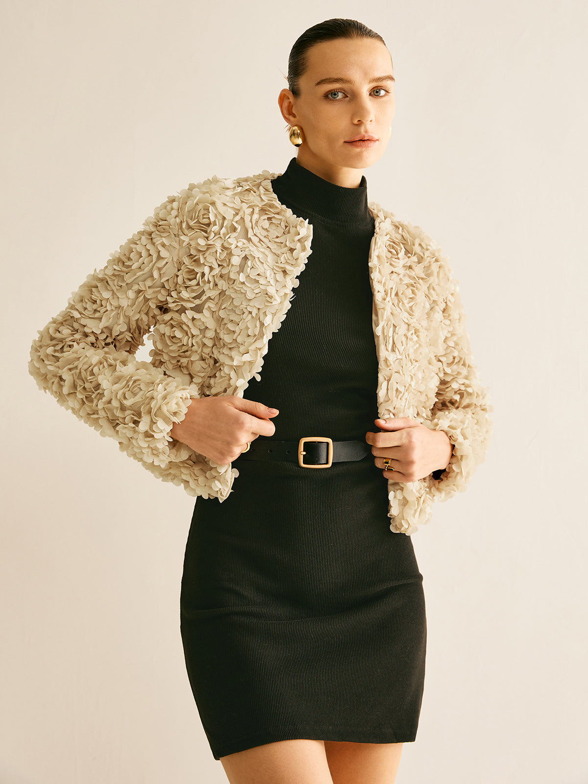 Beige Crew Neck Blazer voor Dames - Olivia