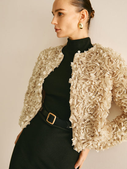 Beige Crew Neck Blazer voor Dames - Olivia