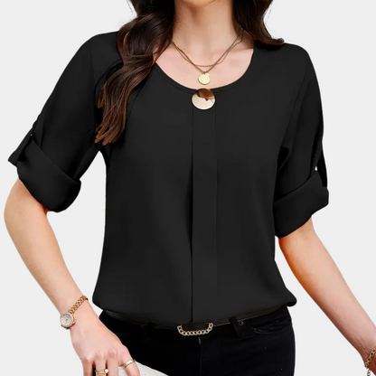 Luchtige Zwarte Plooienblouse voor Dames - Amira