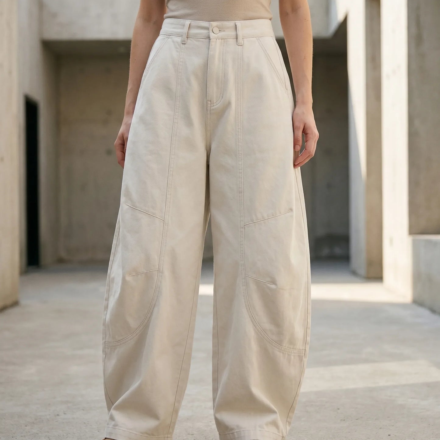 Baggy Barrel-Leg Trousers -  Shelia