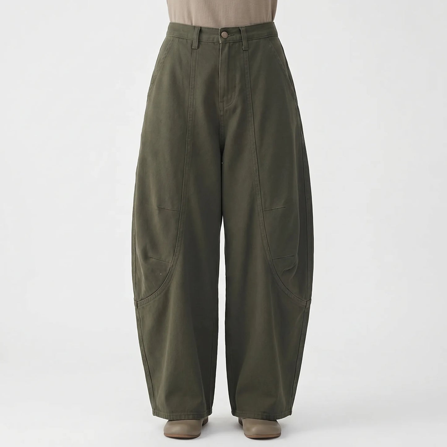 Baggy Barrel-Leg Trousers -  Shelia