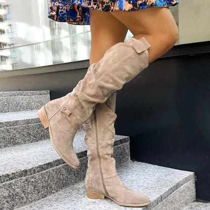 Dameslaarzen van suede-look met blokhak – Elinor