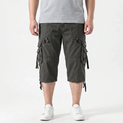 Below-Knee Loose Cargo Capri Pants - Troy