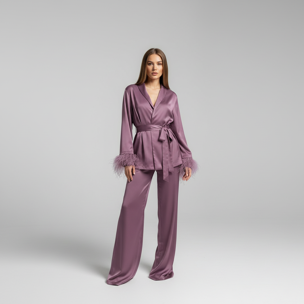 Bequemer Satin-Anzug - Claudia