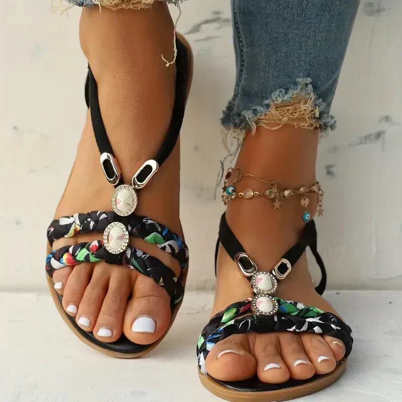 Boho Kralen Slip-On Zomersandalen – Amira