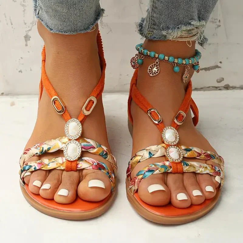Boho Kralen Slip-On Zomersandalen – Amira