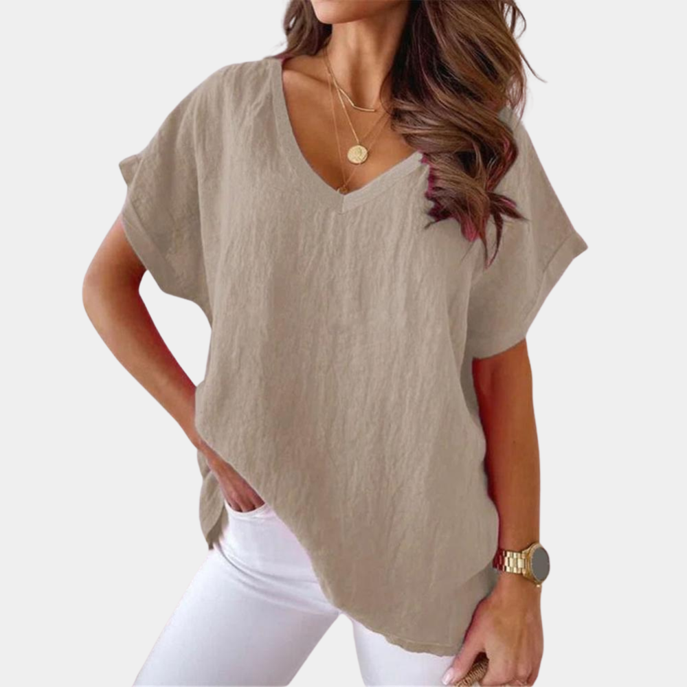 Casual Dames T-Shirt Met V-Hals – Yuna