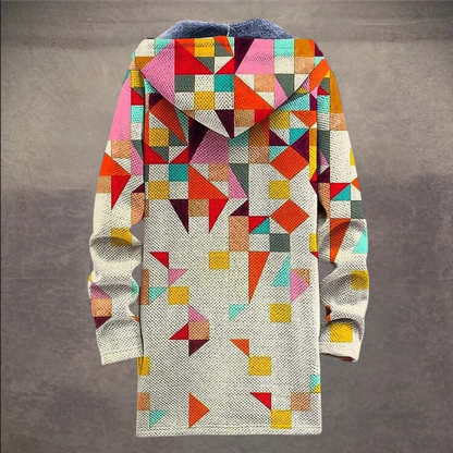 Retro Herenjas met Colorblock Print en Capuchon – Eliano