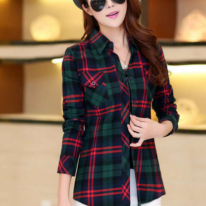 Modieuze Blouse met Karo-Patroon - Sienna