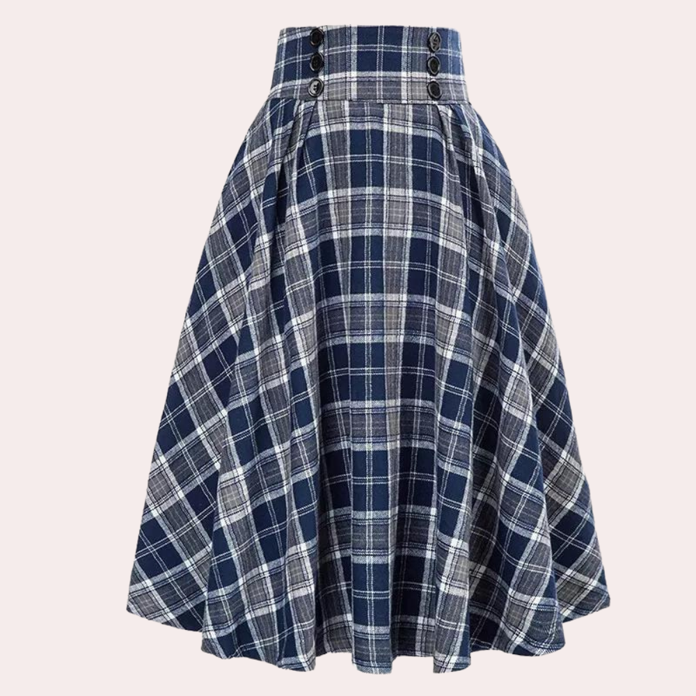 Stijlvolle High-Waist A-Lijn Rok met Ruitpatroon - Maëlle