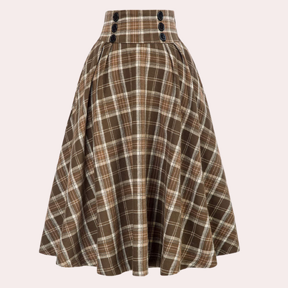 Stijlvolle High-Waist A-Lijn Rok met Ruitpatroon - Maëlle