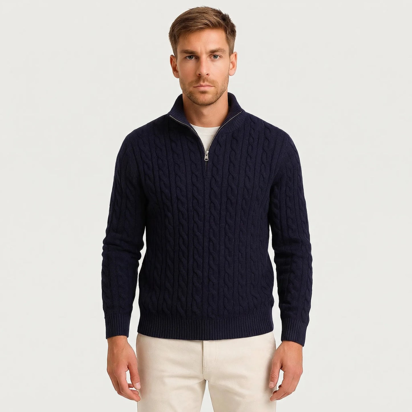 Cable-Knit Quarter-Zip Mens Jumper - Edmond