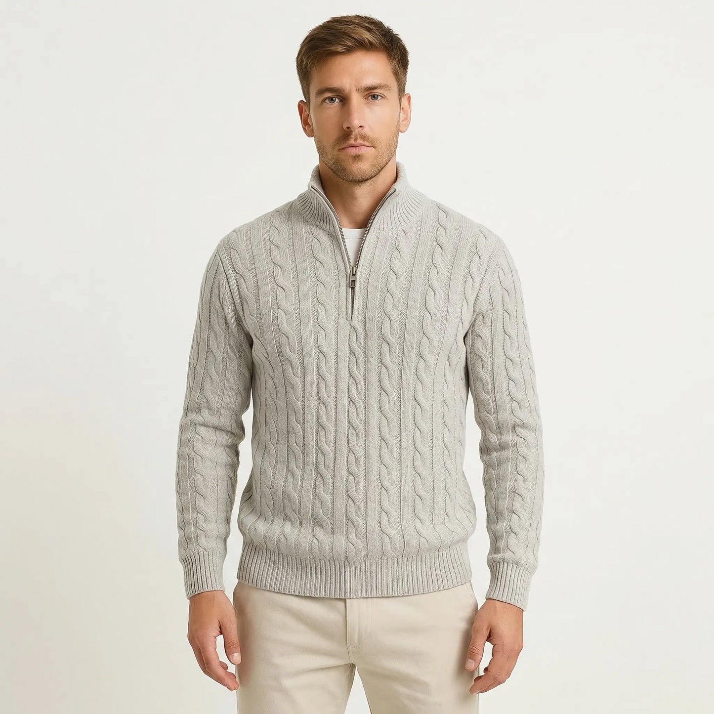 Cable-Knit Quarter-Zip Mens Jumper - Edmond