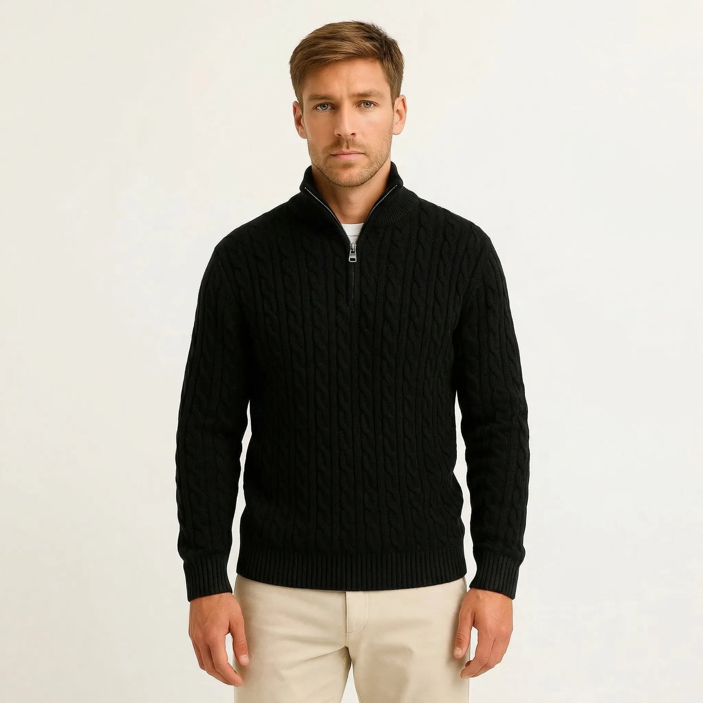 Cable-Knit Quarter-Zip Mens Jumper - Edmond