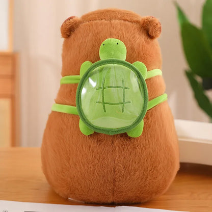 Schattige Capybara Knuffel met Schildpad Rugzak - CapyBuddy