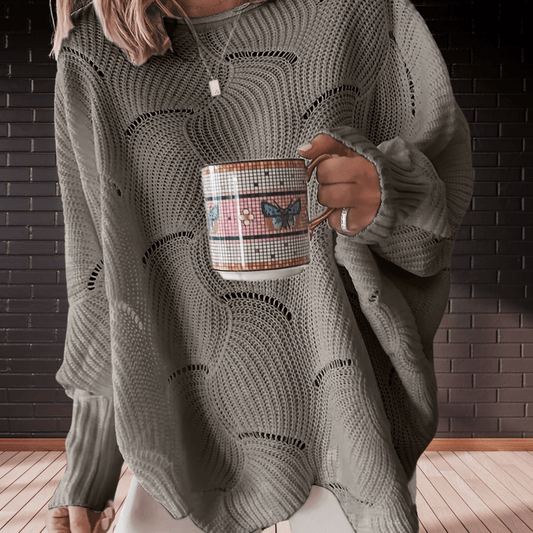 Dames herfsttrui van ribstof met asymmetrische zoom – Annelie