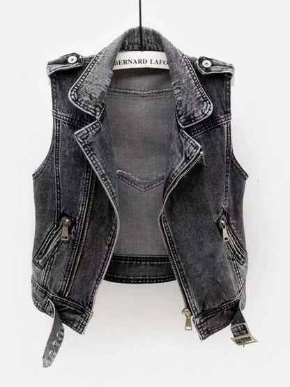 Casual Denim Gilet With Pockets - Della