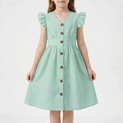 Casual Striped Flutter Sleeve Summer Dress - Aerilys
