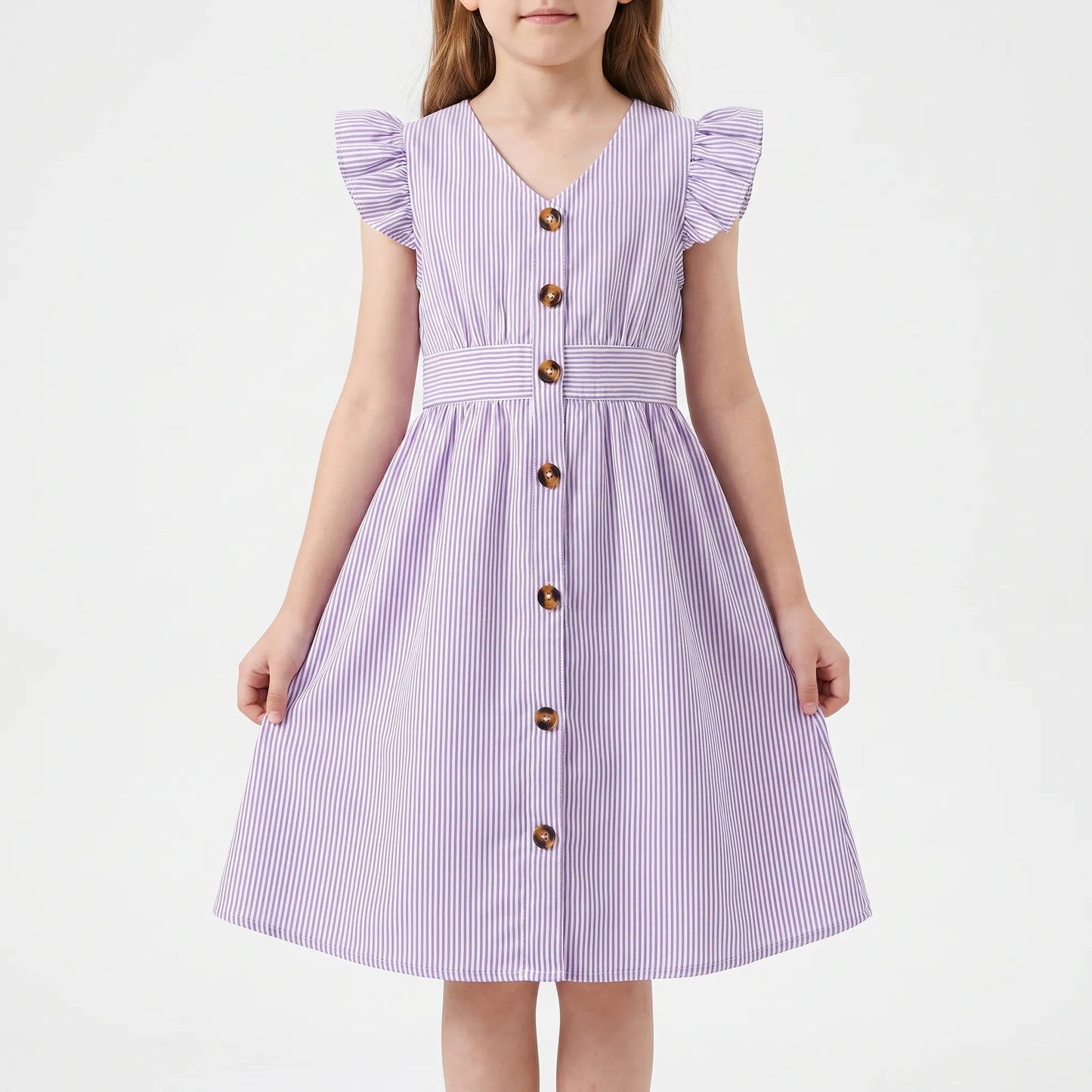 Casual Striped Flutter Sleeve Summer Dress - Aerilys