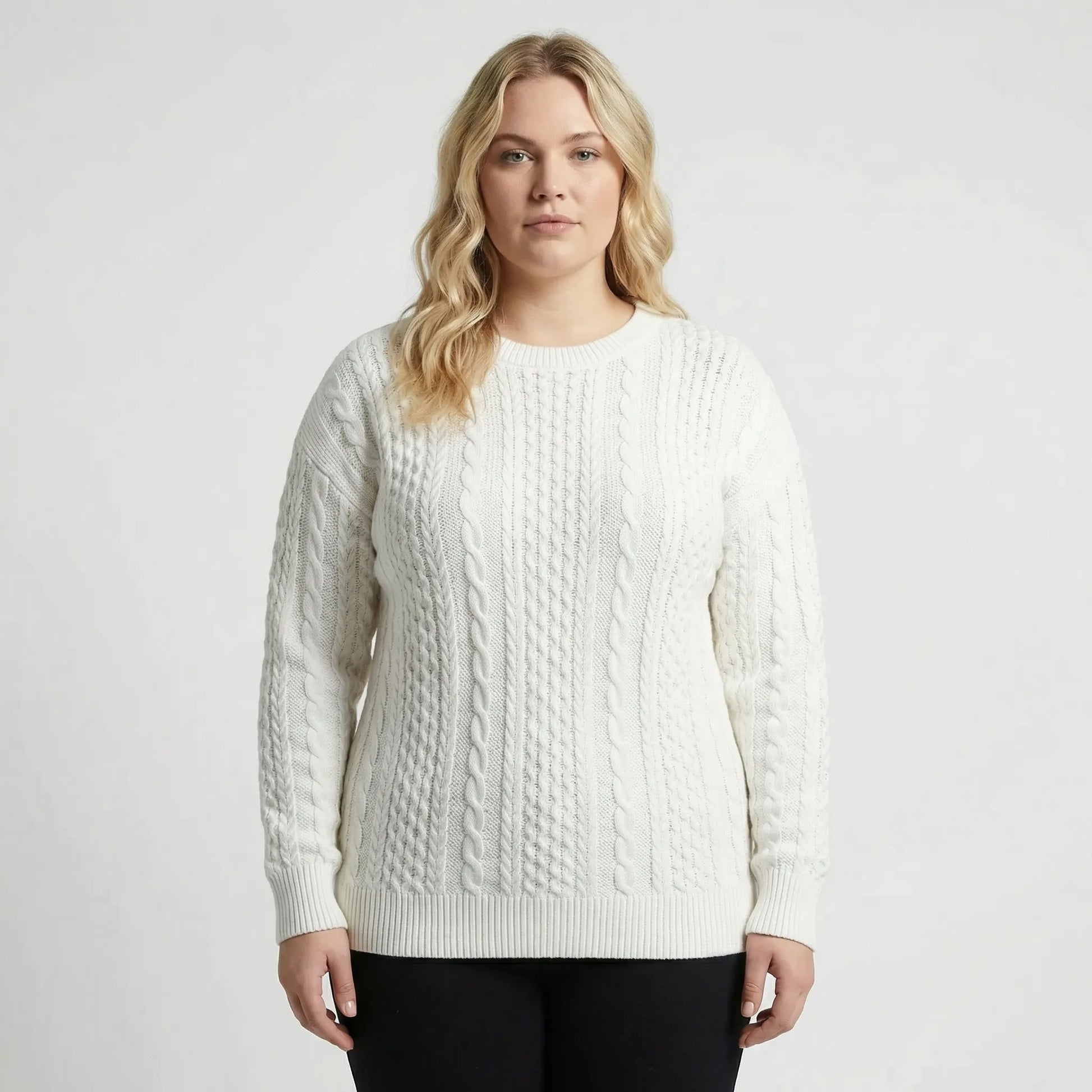 Chunky Cable Knit Pullover Sweater - Allison