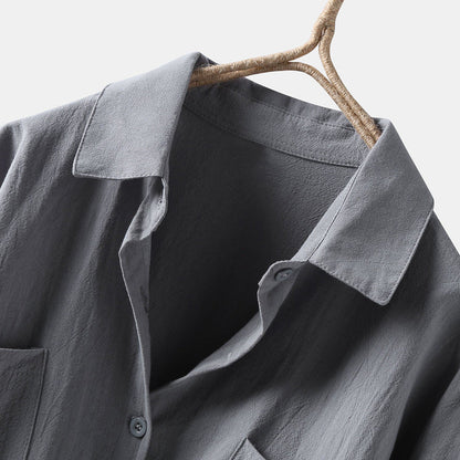 Luchtige Damesblouse met Lange Mouwen en Voorzakken – Selene