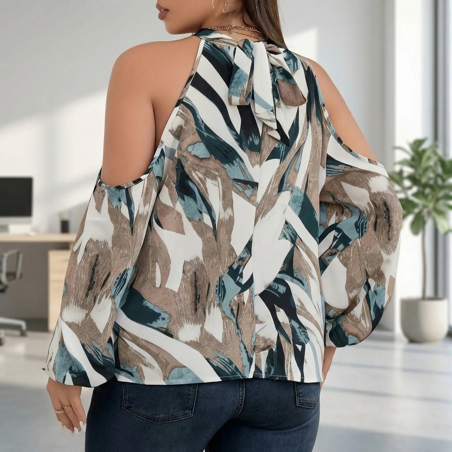 Cold-Shoulder Halter Top Plus Size - Marcella