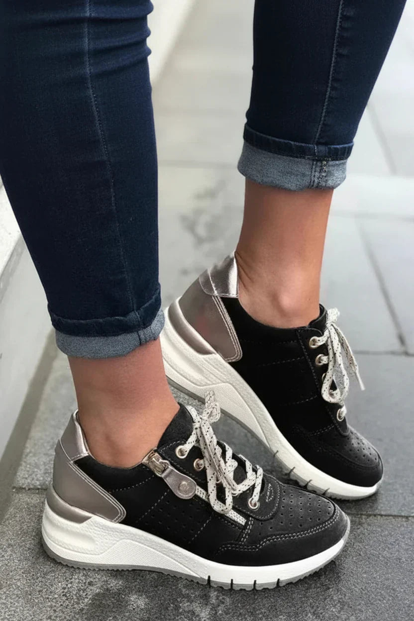 Comfortabele dames wandelsneakers met dempende zool en voetbed