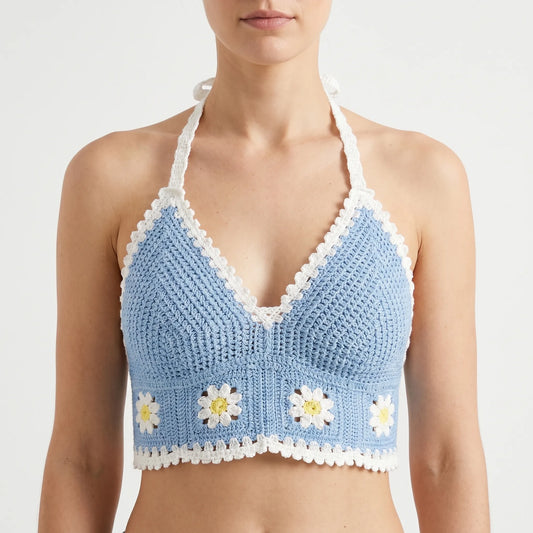Crochet Halter Crop Top -  Eva