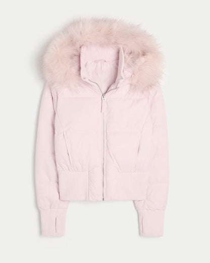 Cropped Quilted Winter Jacket With Hood - Tracy