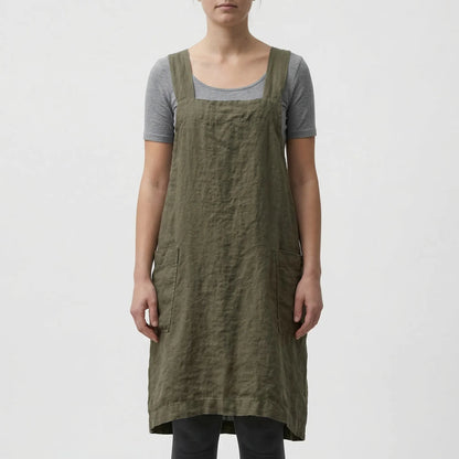 Crossback Pinafore Apron For Women - Heather