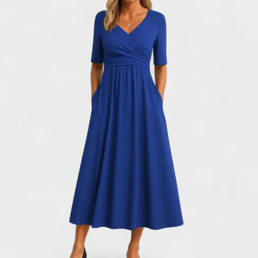 Crossover Wrap Midi Dress - Lucille