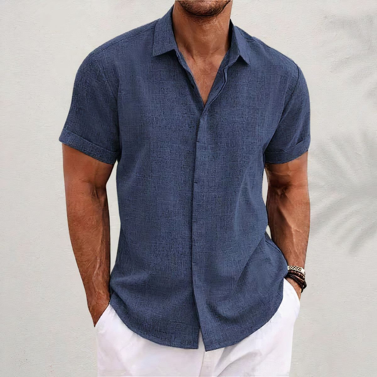 Linnen Heren Overhemd met Retro Look – Vintaro