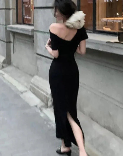 Trendy Bodycon Maxi Jurk met Off-Shoulder – Valentina
