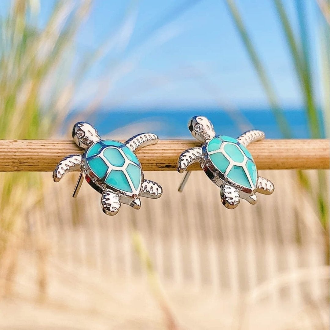 Zilveren Zeeschildpad Opaal Oorbellen - Marinea