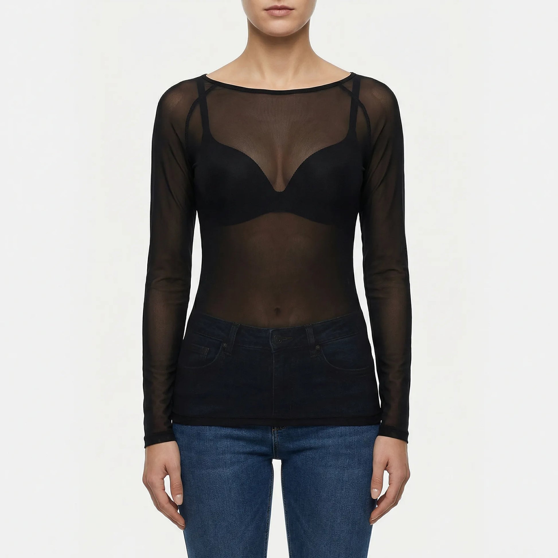 Doorzichtig Mesh Shirt Met Lange Mouwen - Jeannette