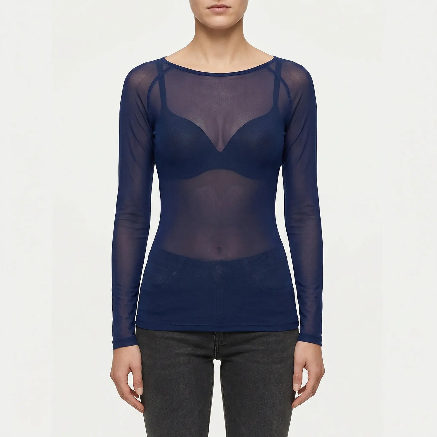 Doorzichtig Mesh Shirt Met Lange Mouwen - Jeannette