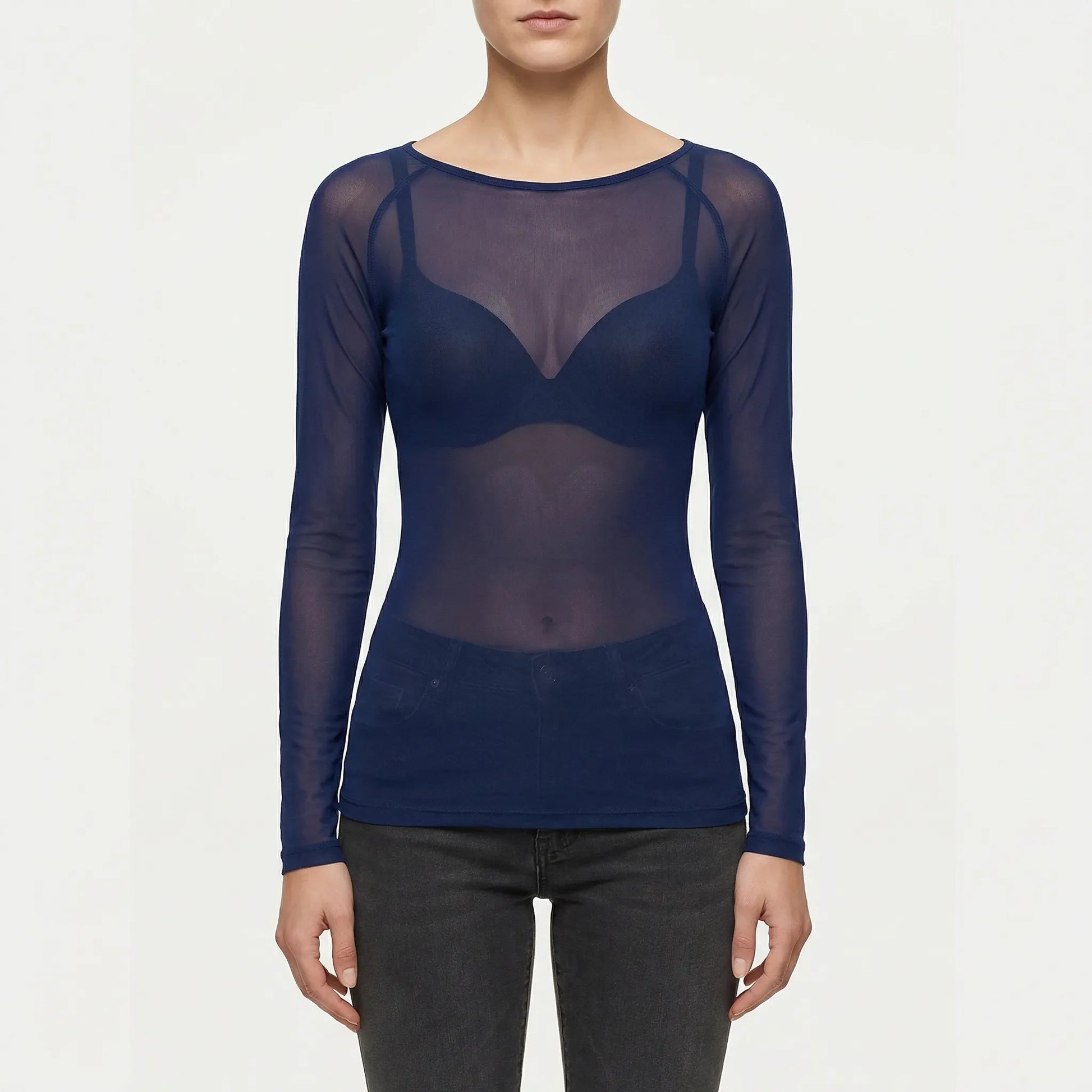 Doorzichtig Mesh Shirt Met Lange Mouwen - Jeannette