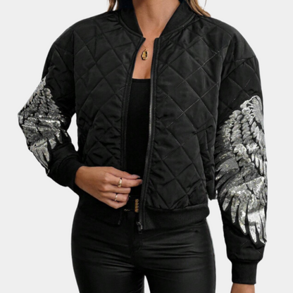 Trendy Zwarte Dames Bomberjack met Rits - Rivka