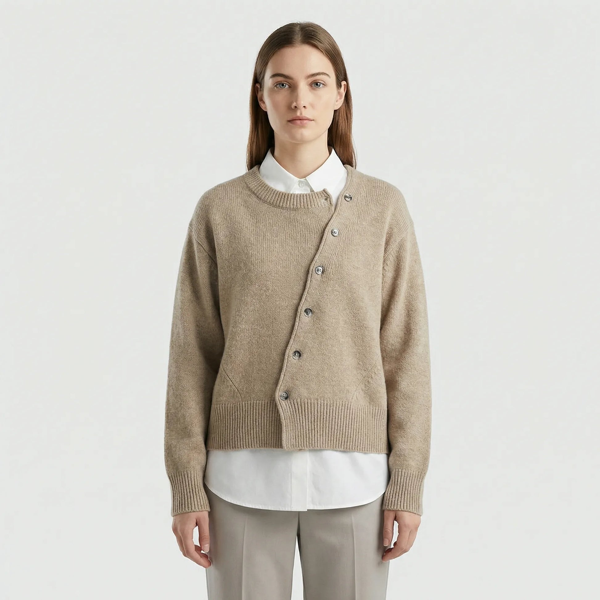 Eleganter Wickelstrickjacke Mit Knopfdetail - Marcella