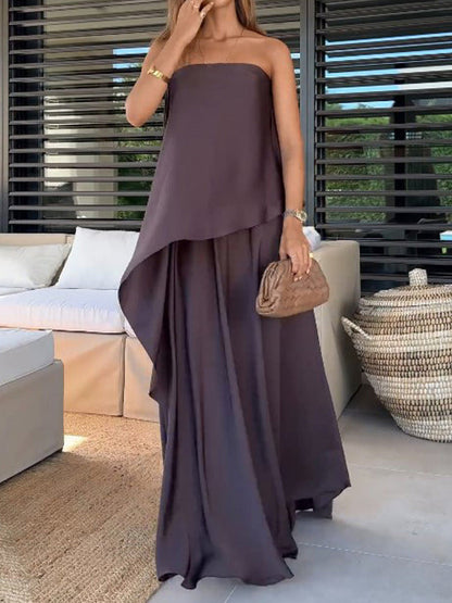 Tweedelige off-shoulder blouse- en maxi-rokset voor dames – Jolina