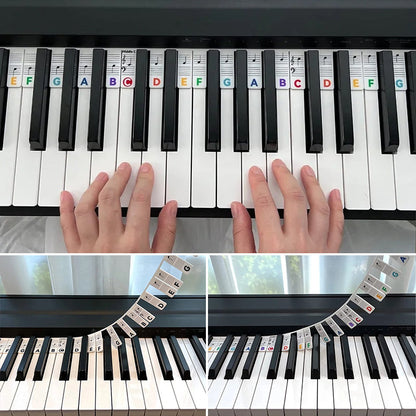 Afneembare notenlabels van siliconen voor piano's en keyboards met 88 toetsen.