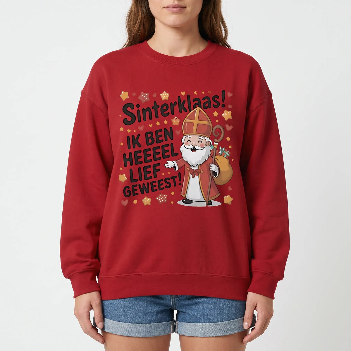 Feestelijke Sweater Met Sinterklaas Print En Ronde Hals -  Martha