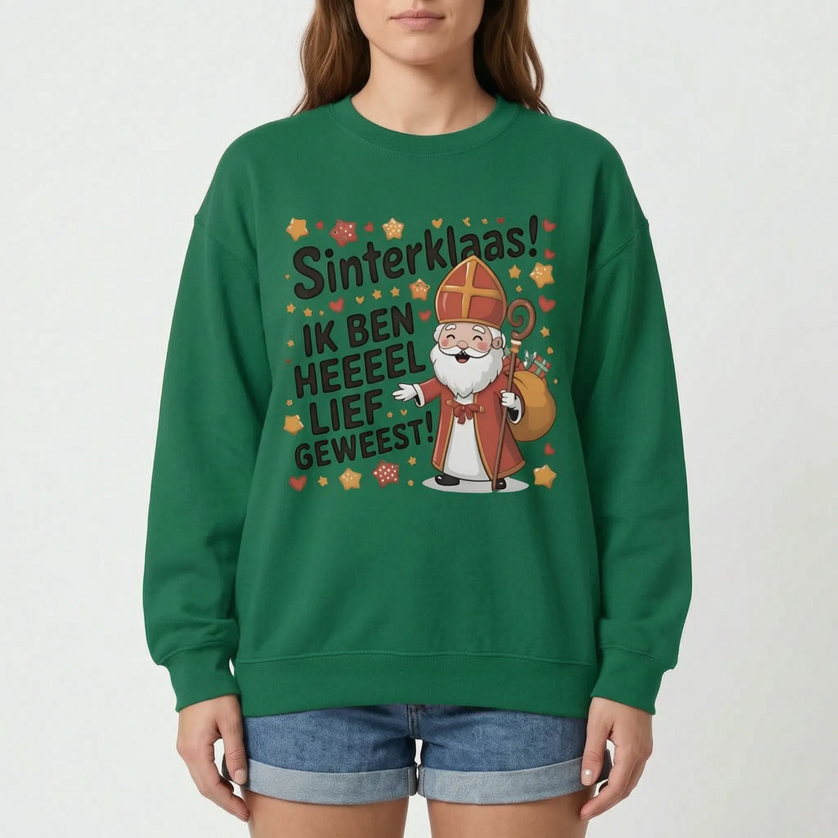 Feestelijke Sweater Met Sinterklaas Print En Ronde Hals -  Martha