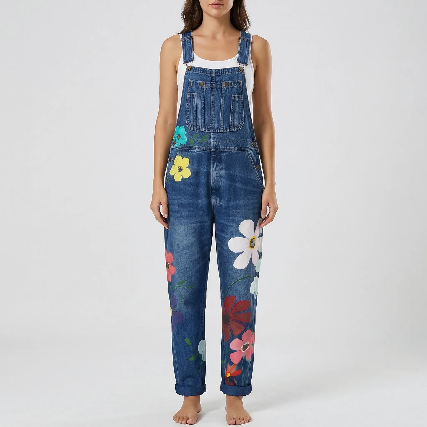 Floral Print Dungaree Jumpsuit - Susie