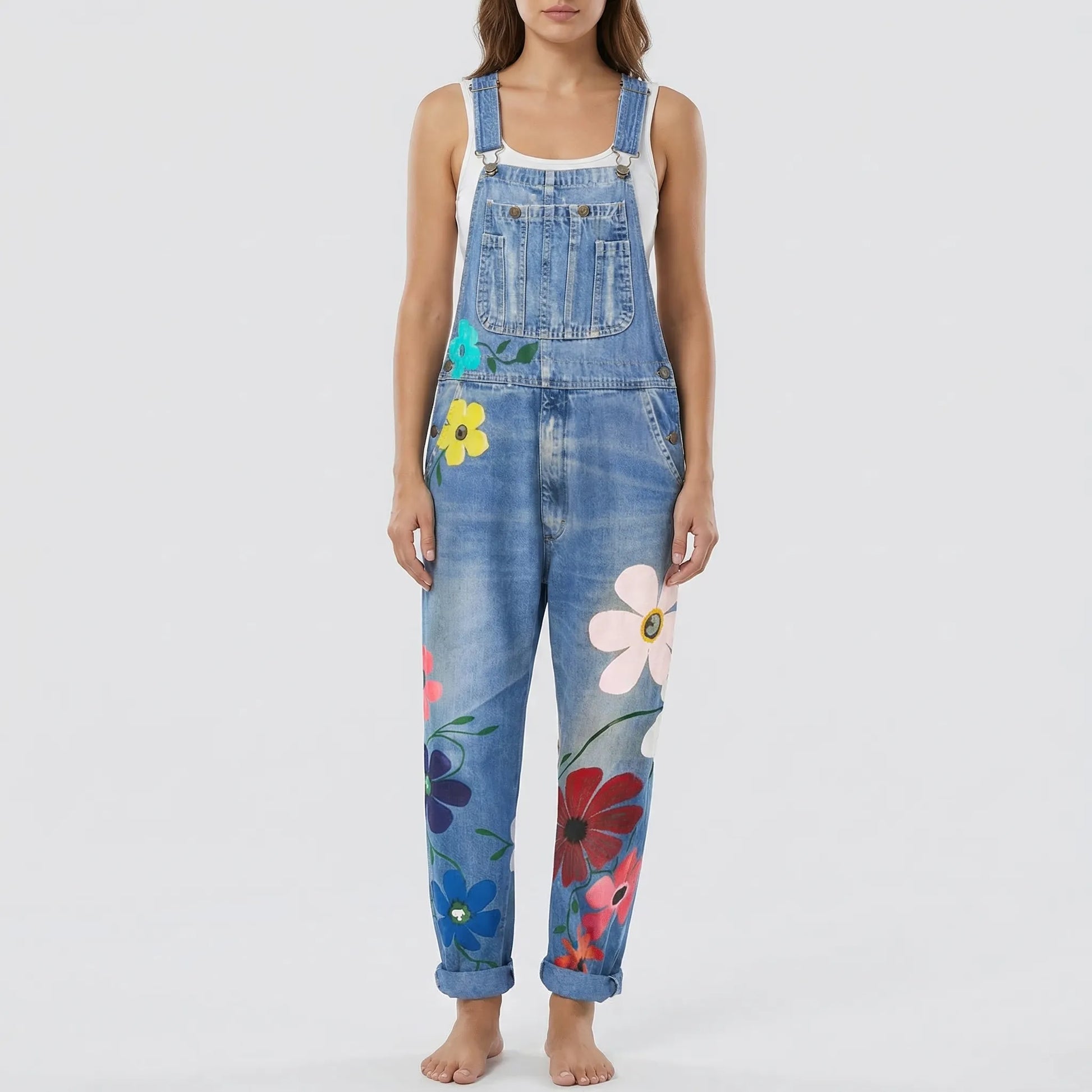 Floral Print Dungaree Jumpsuit - Susie