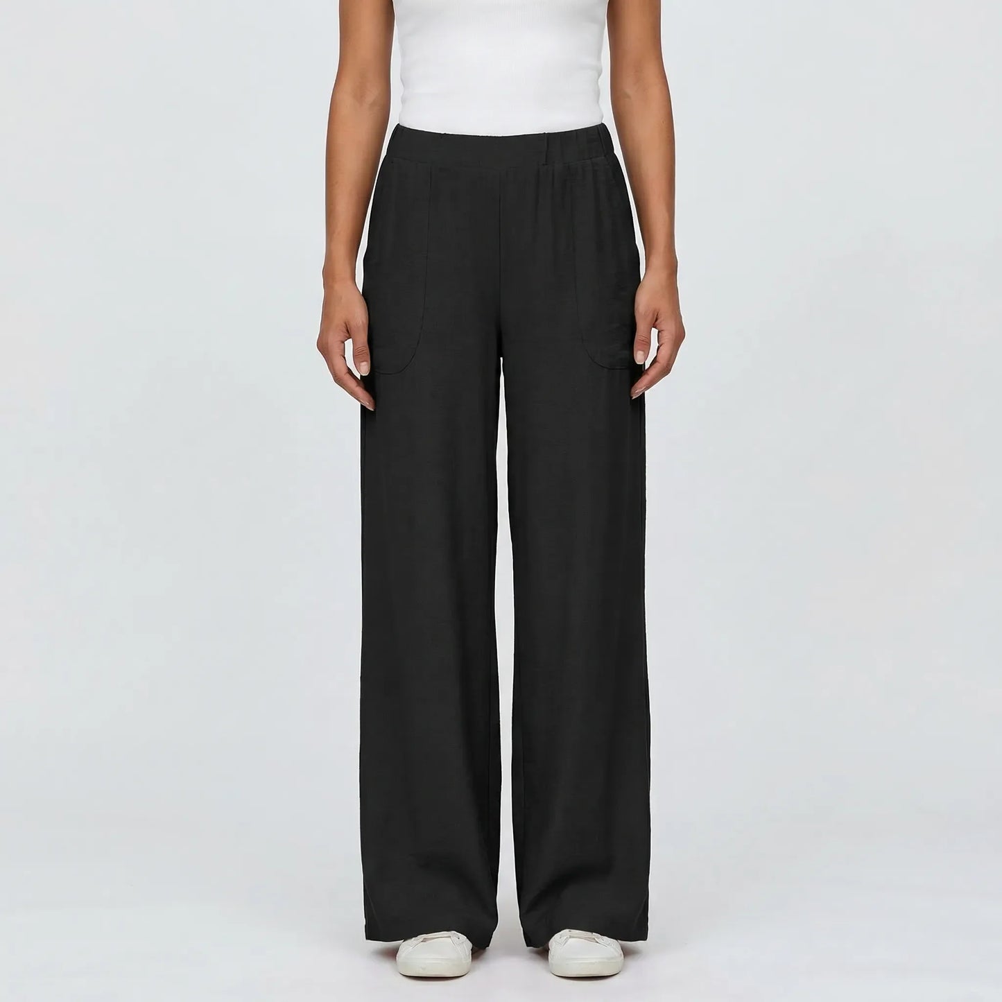 Full-Length Wide-Leg Casual Trousers - Renee