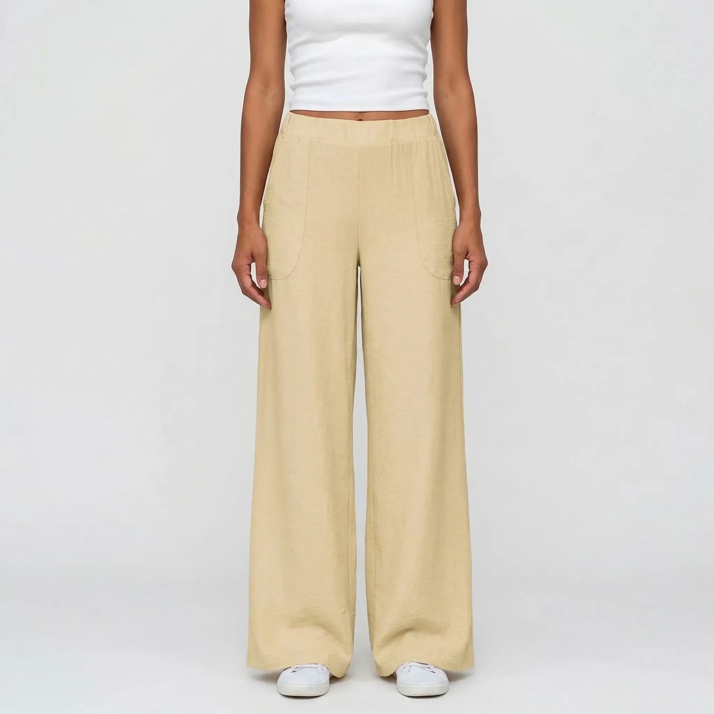 Full-Length Wide-Leg Casual Trousers - Renee